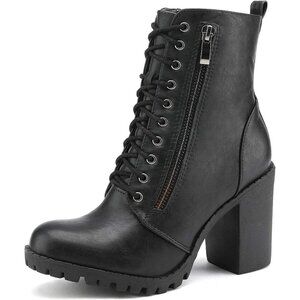 DREAM PAIRS Womens Black Silverado Wide Calf Knee High Heel Boots With Side Zip